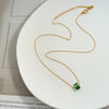 Birthstone Stainless Steel Necklace with Clavicle Chain