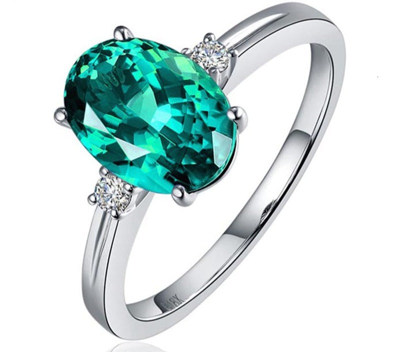 Green Sapphire Ring in 925 Silver