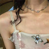 Crystal Choker Necklace with Heart and Butterfly Pendant