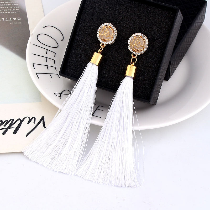 Bohemian Crystal Tassel Earrings