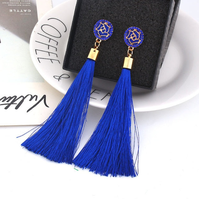 Bohemian Crystal Tassel Earrings