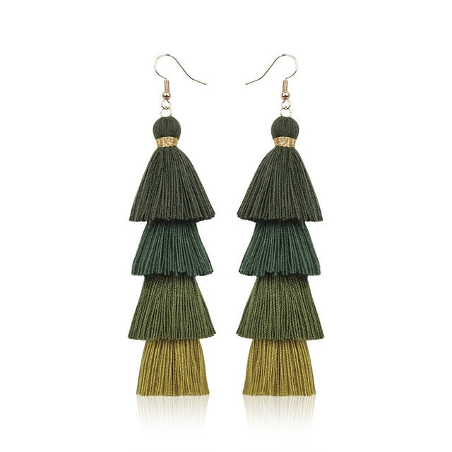 Bohemian Crystal Tassel Earrings