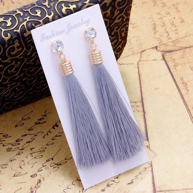 Bohemian Crystal Tassel Earrings