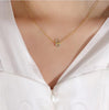 Birthstone Stainless Steel Necklace with Clavicle Chain