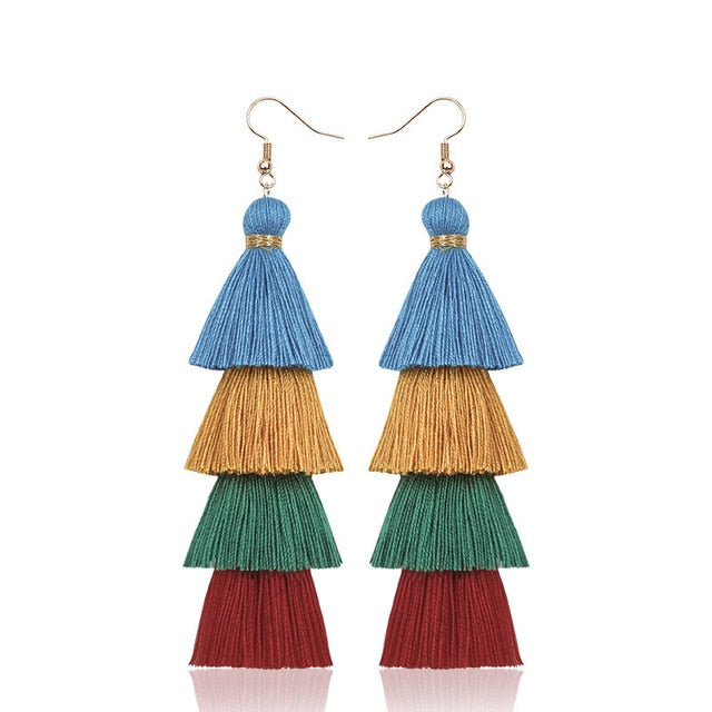 Bohemian Crystal Tassel Earrings