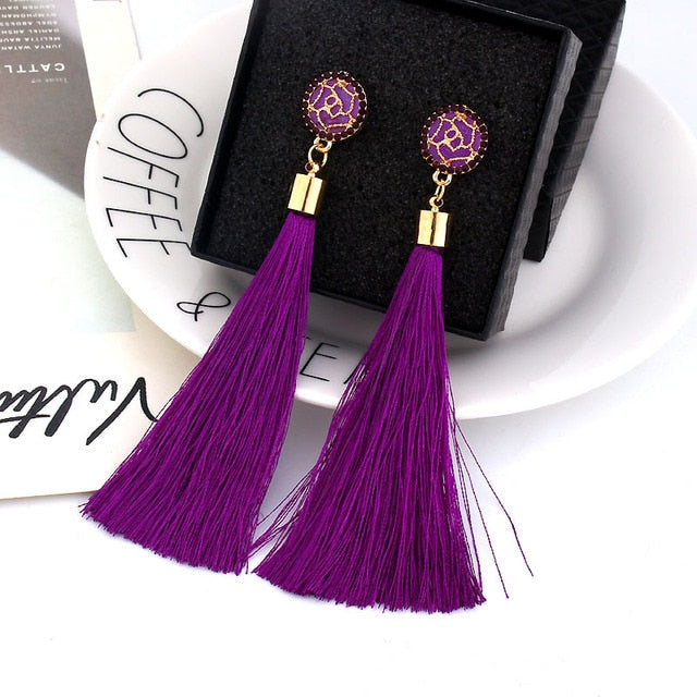 Bohemian Crystal Tassel Earrings