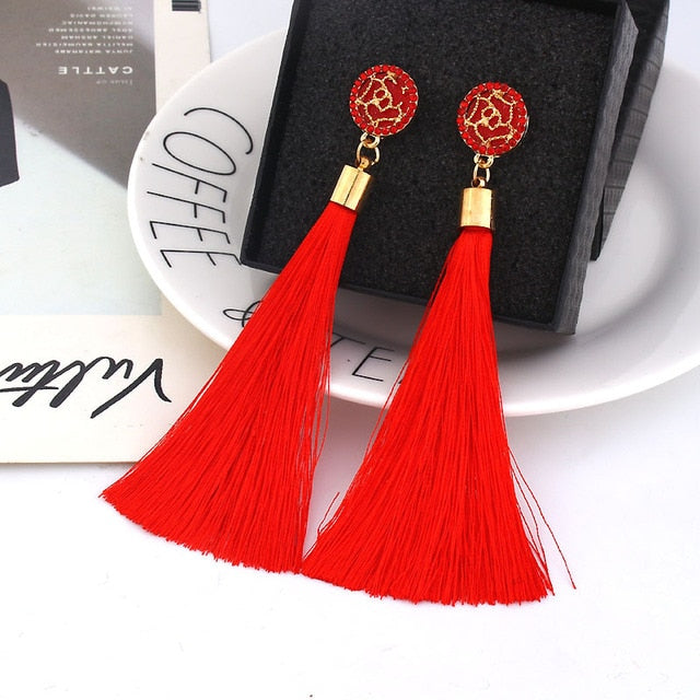 Bohemian Crystal Tassel Earrings