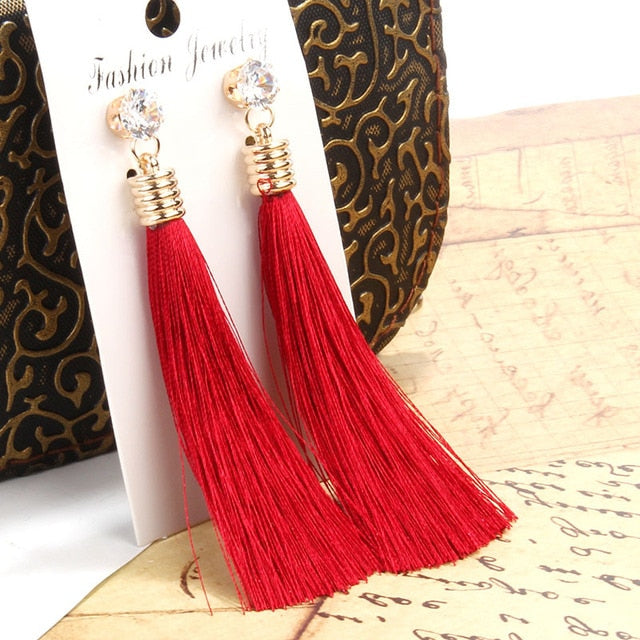 Bohemian Crystal Tassel Earrings