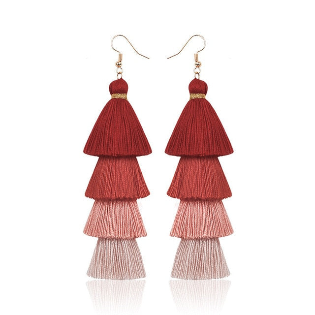 Bohemian Crystal Tassel Earrings