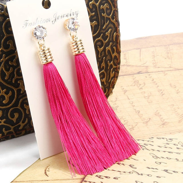 Bohemian Crystal Tassel Earrings