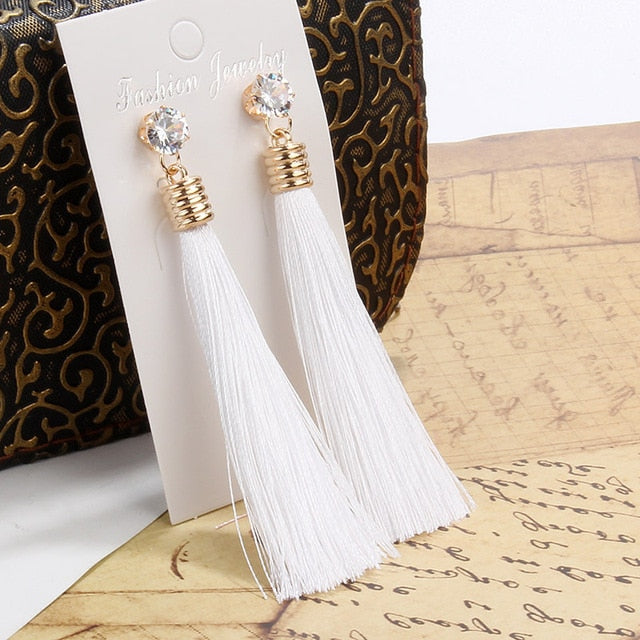 Bohemian Crystal Tassel Earrings