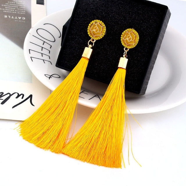 Bohemian Crystal Tassel Earrings