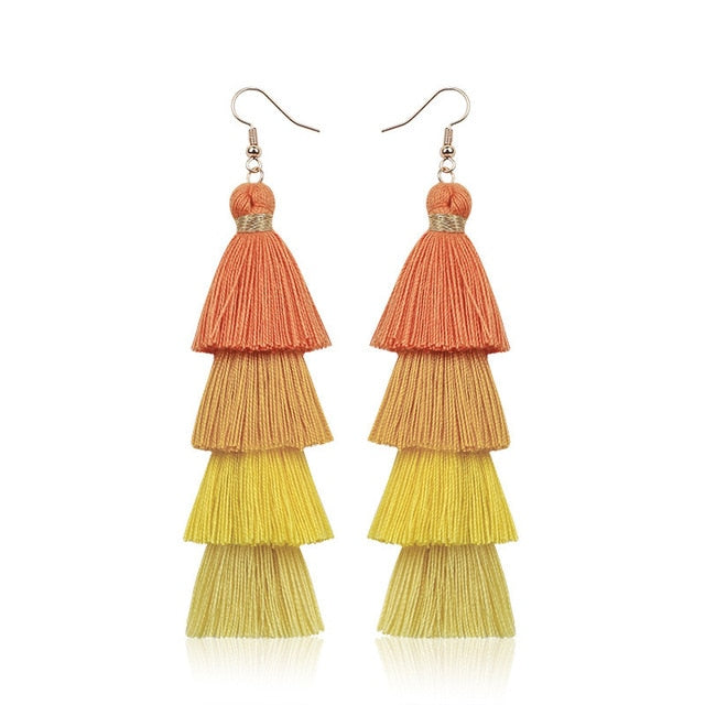 Bohemian Crystal Tassel Earrings